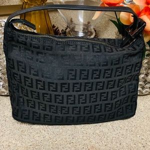 💯 Fendi Black Zucchino Mini Pochette
